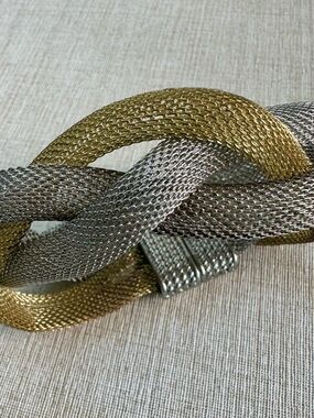 Gold & Silver Braided Mesh Statement Bracelet